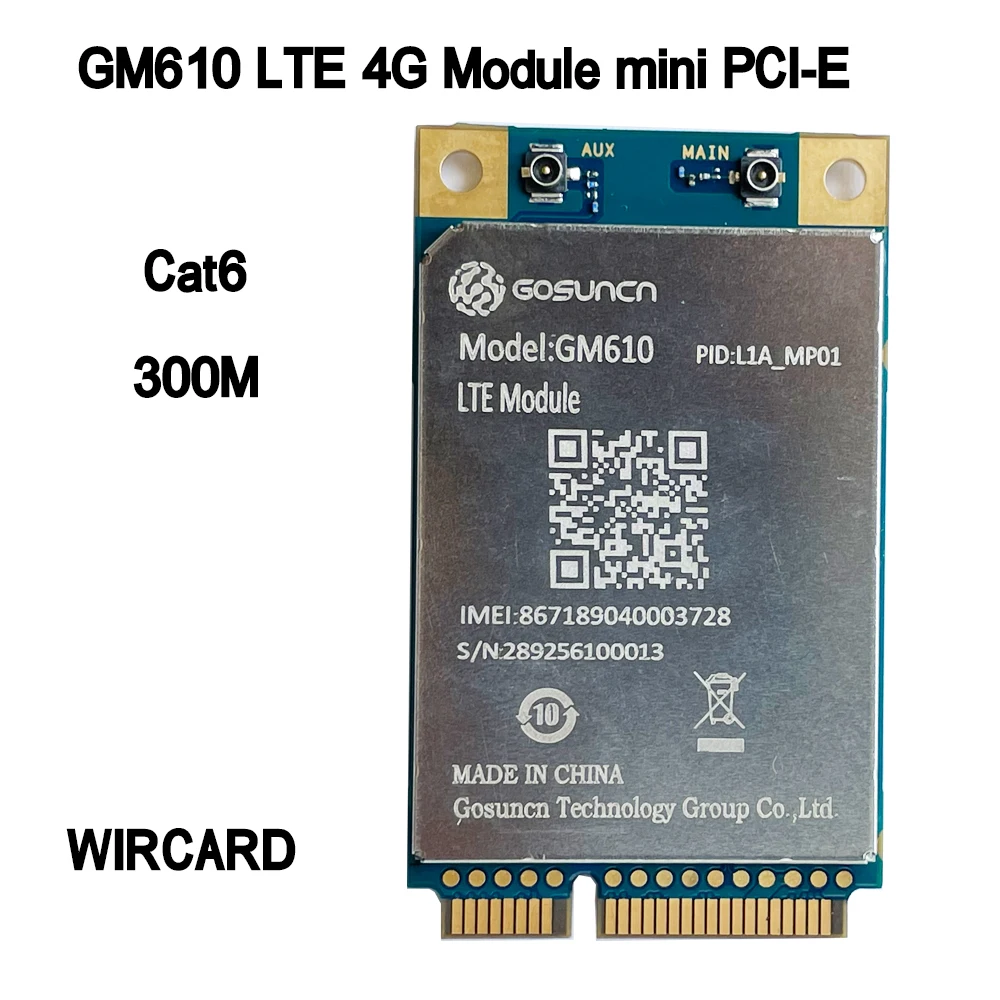 Módulo Wircard-gm610 Lte 4g Mini Cartão Pci-e Fdd-lte Tdd-lte Lte-a Cat6 300m para Roteador