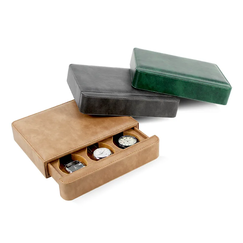 PU Leather Portable Watch Case Travel Storage Bag Watch Storage Bag Pullout Imitation Collision Personalized Gift Customize