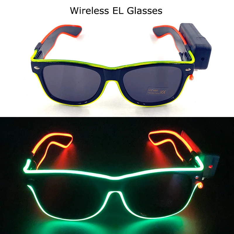 Lunettes LED sans fil pour la fête, lunettes lumineuses, néon, clignotant, fil  EL, lunettes de soleil scintillantes, fournitures de lumière vive -  AliExpress