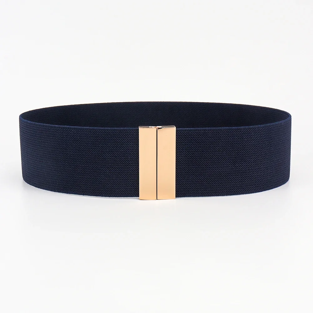High Quality Belts for Women Black Waist Elastic Ladies Band Round Buckle Decoration Coat Sweater Fashion Dress Rice White - 4