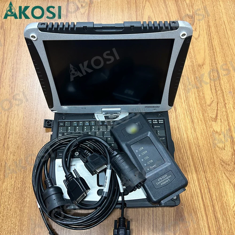 

Ready to use CF19 laptop +478-0235 ET4 Communication Adapter 2023A Heavy Duty Diagnostic Tester Truck Excavator Scanner