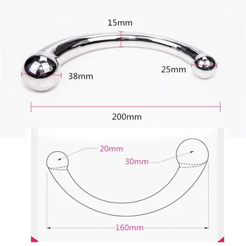 Double Ended Stainless Steel G Spot Wand Massage Stick Pure Metal Penis P-Spot Stimulator Anal Plug Dildo Sex Toy for Women Men 6
