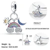 925 Sterling Silver Blue Series Dragonfly Butterfly Bird Pansy Flower Pendant Charm Fit 4MM hole diameter Bracelet Jewelry Gift 2