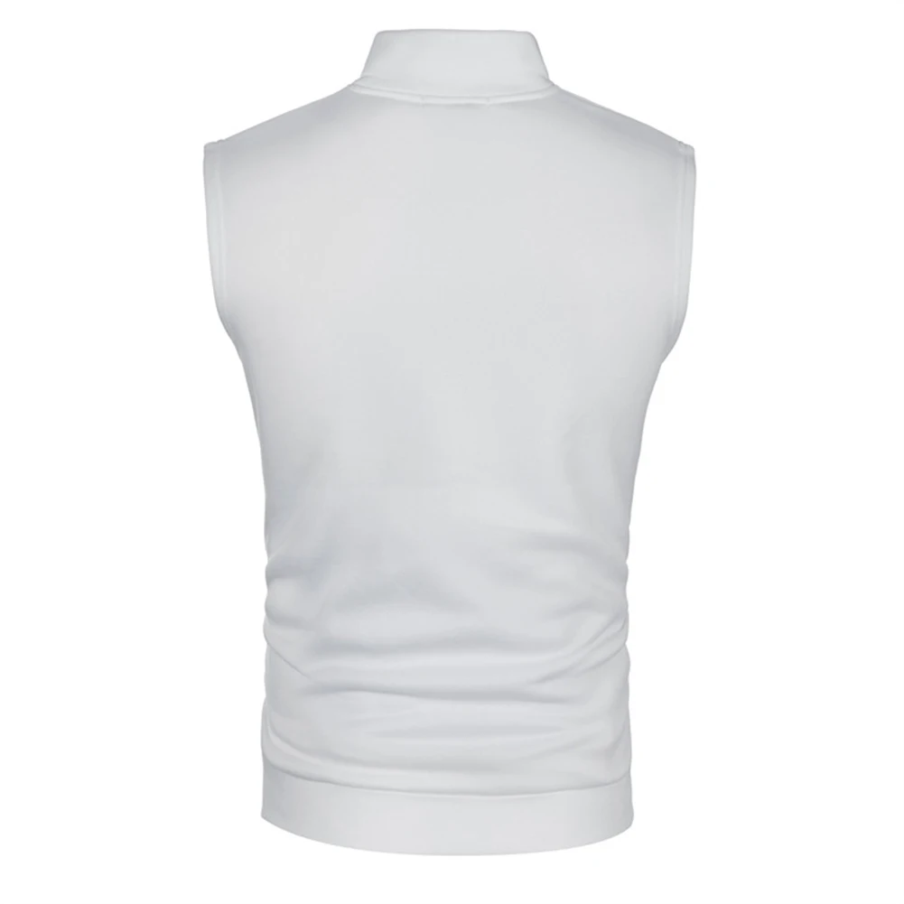 

Men's Knitted Waistcoat Slim Fit Stand Collar Thin Fleece Cardigans Jacket Vest Retro Hiking Style Pocket White