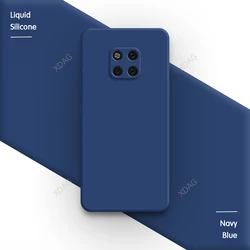 Luxury Original Soft Phone Case - Premium Liquid Silicone Square Back Cover - Huawei Mate 20 X (Navy Blue)