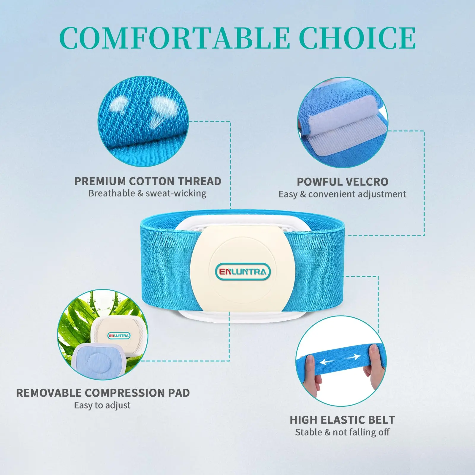 Umbilical Hernia Belt Baby Breathable Adjustable Belly Support Band Wrap with 3 Hernia Packs