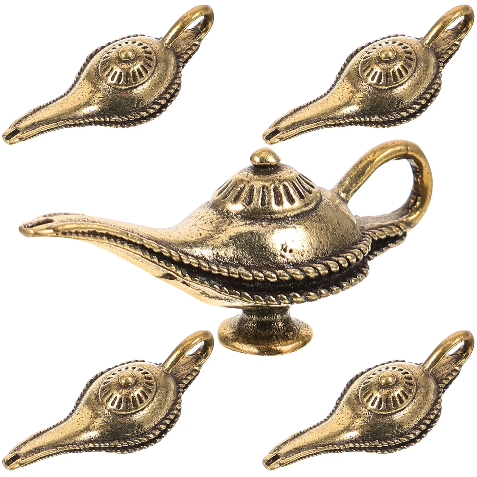 

5 Pcs Brass Lamp Pendant Beast Charms Key Fob Vintage Decor Small Keychain
