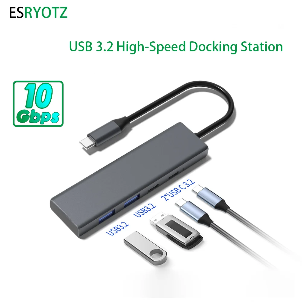 

Multiple USB A Typec Docking Station USB3.2 Usb c Hub 4 slot 10Gbps High-Speed Transmission 4 In 1 splitter ExtensorDock Apapter