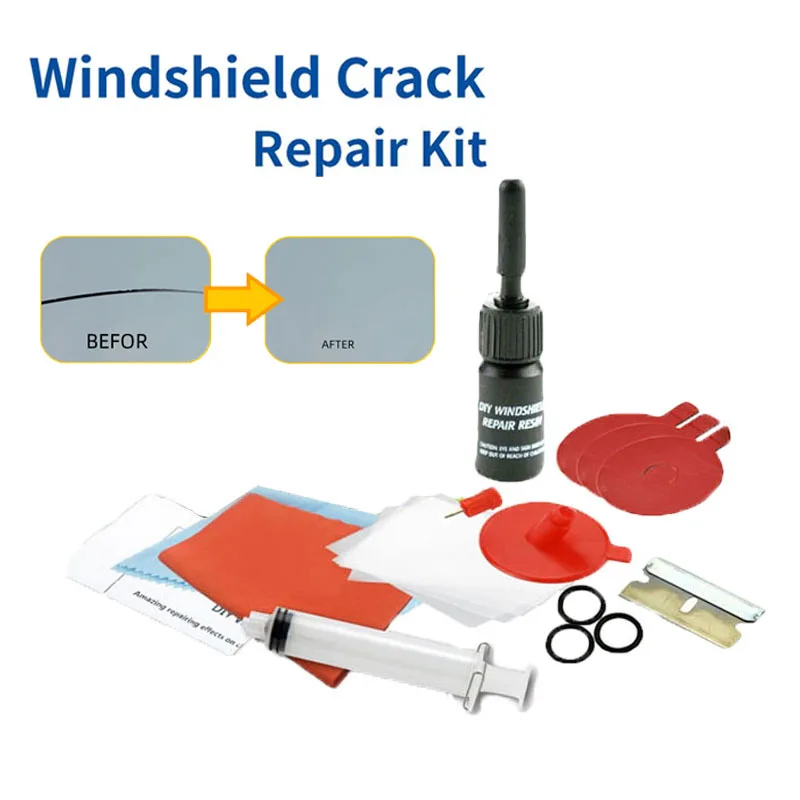 Kit di riparazione del parabrezza Colla per riparazione crepe Finestra di automobile Schermo del telefono Colla per polimerizzazione del vetro Graffi Crepa Ripristina Accessori auto