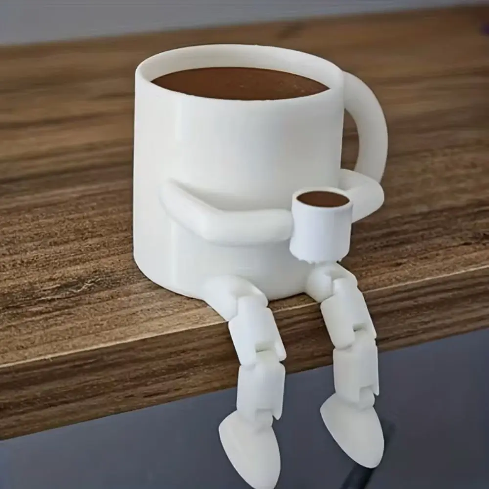 A 3D-Printed Exquisite Coffee Cup Ornament with Movable Joints, a Cute Brown Coffee Bean Mini Model Ornament, Suitable for Coffee Shops, Living Rooms, Bedrooms, Study Rooms, Bar Counter Tabletop Decorations, Small Ornaments for Everyday Home Use, a Stylish Ornament with a Laid-Back and Chill Vibe, Suitable for All Settings, Halloween, Christmas Gifts, a Stylish Ornament for Coffee Enthusiasts 1