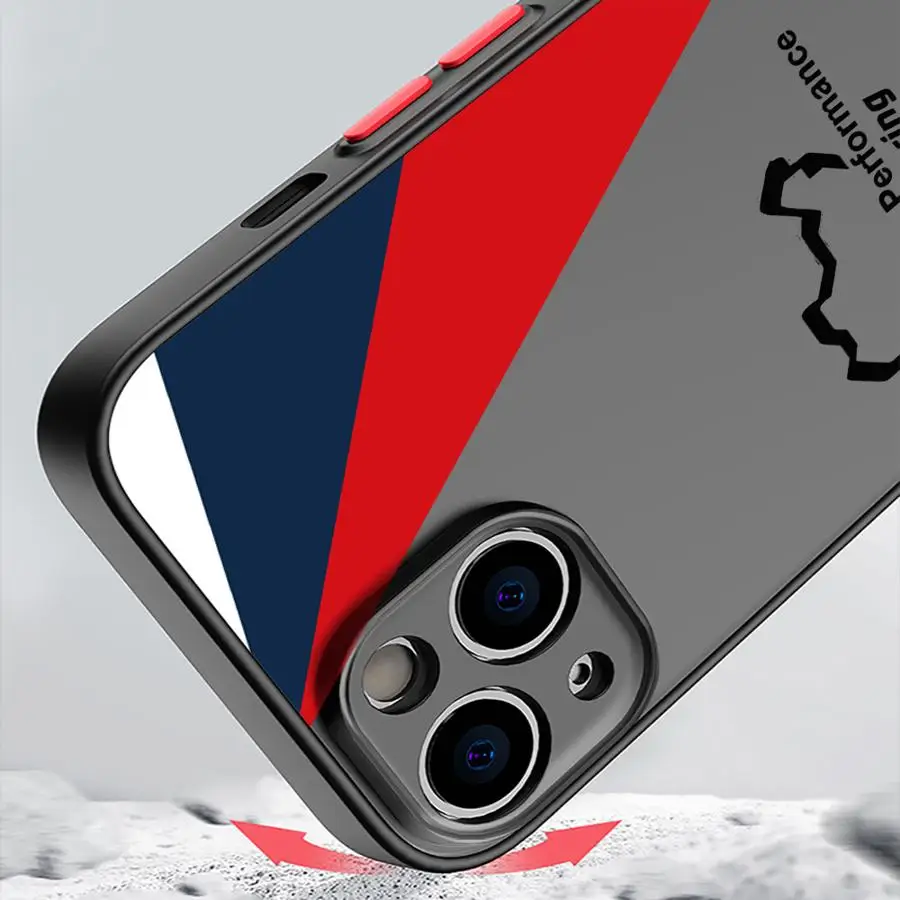Blue and Red Logo Phone Case with Black Edge