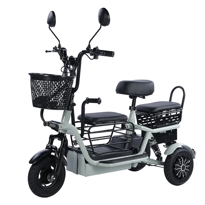 Mini Triciclo Elettrico Adulti 48V 800W Dual Drive Pieghevole 3 Ruote Genitore Bambino Scooter Elettrico 3 Posti Mobilità Scooter