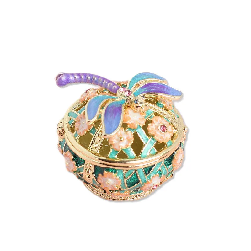 Elegant Dragonfly Flower Trinket Boxes Golden Vintage Jewelry Keepsake Box Necklace Ring Earring Organizer Home Decor Gifts