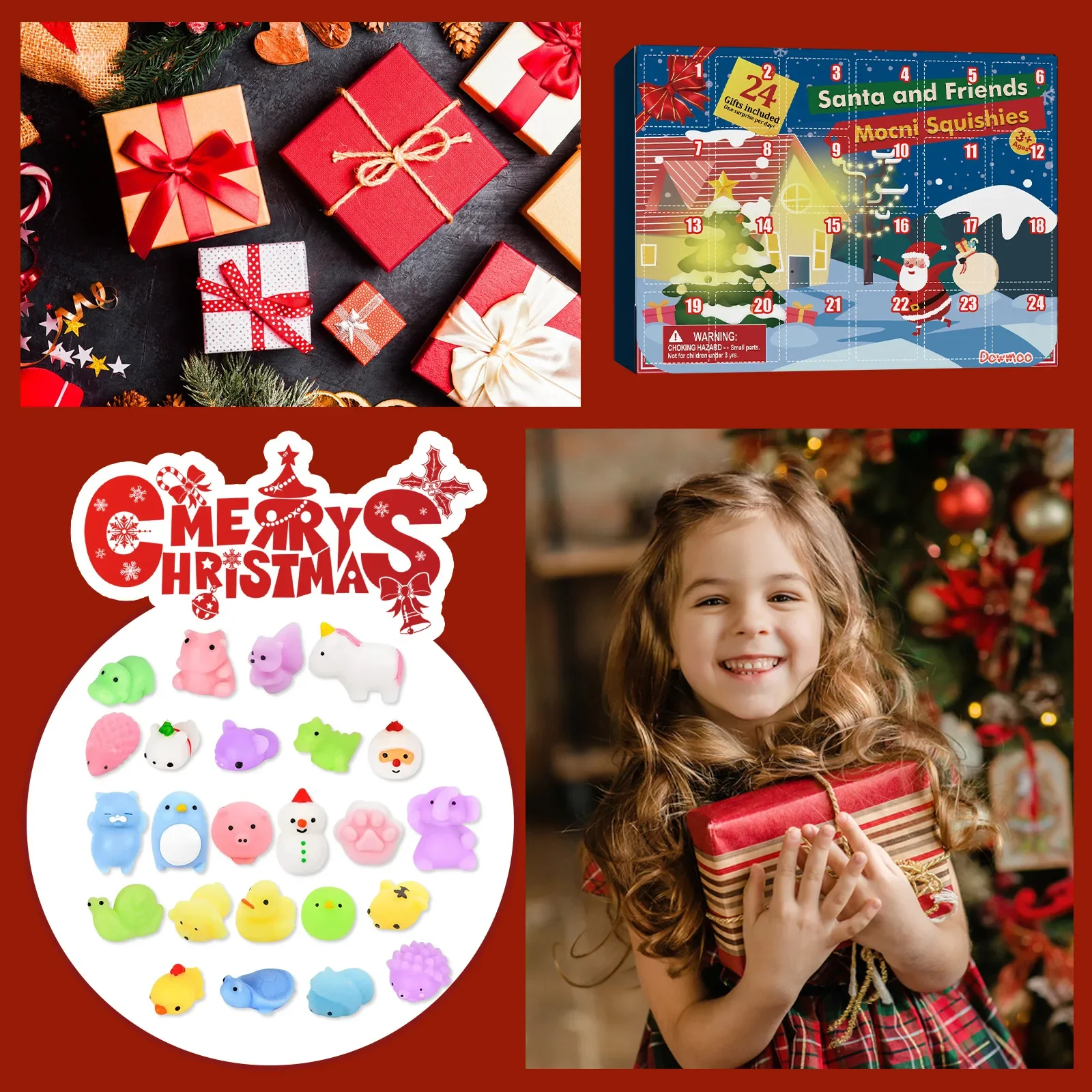 Christmas Advent Calendar Christmas Countdown Calendar Christmas Advent Calendar 24 Days Countdown Surprise Blind Box Squishy Cute Animals Decompression Toys Kids Adult Gifts