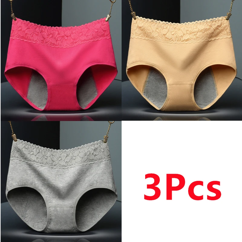 3pcs Menstrual Period Panties Women Cotton Leak Proof Underwear