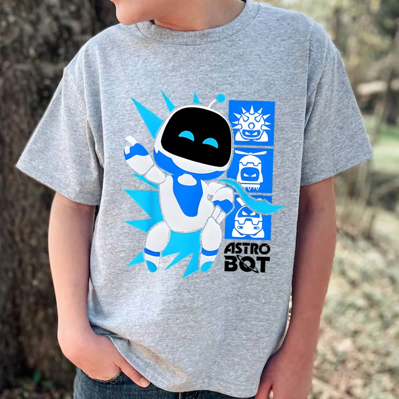 New Astro Bot T-shirt Kids Cute Cartoon Figure Graphic T Shirt Boys Girls Casual Short Sleeve Tops Creative Robot Fashion Tshirt 2