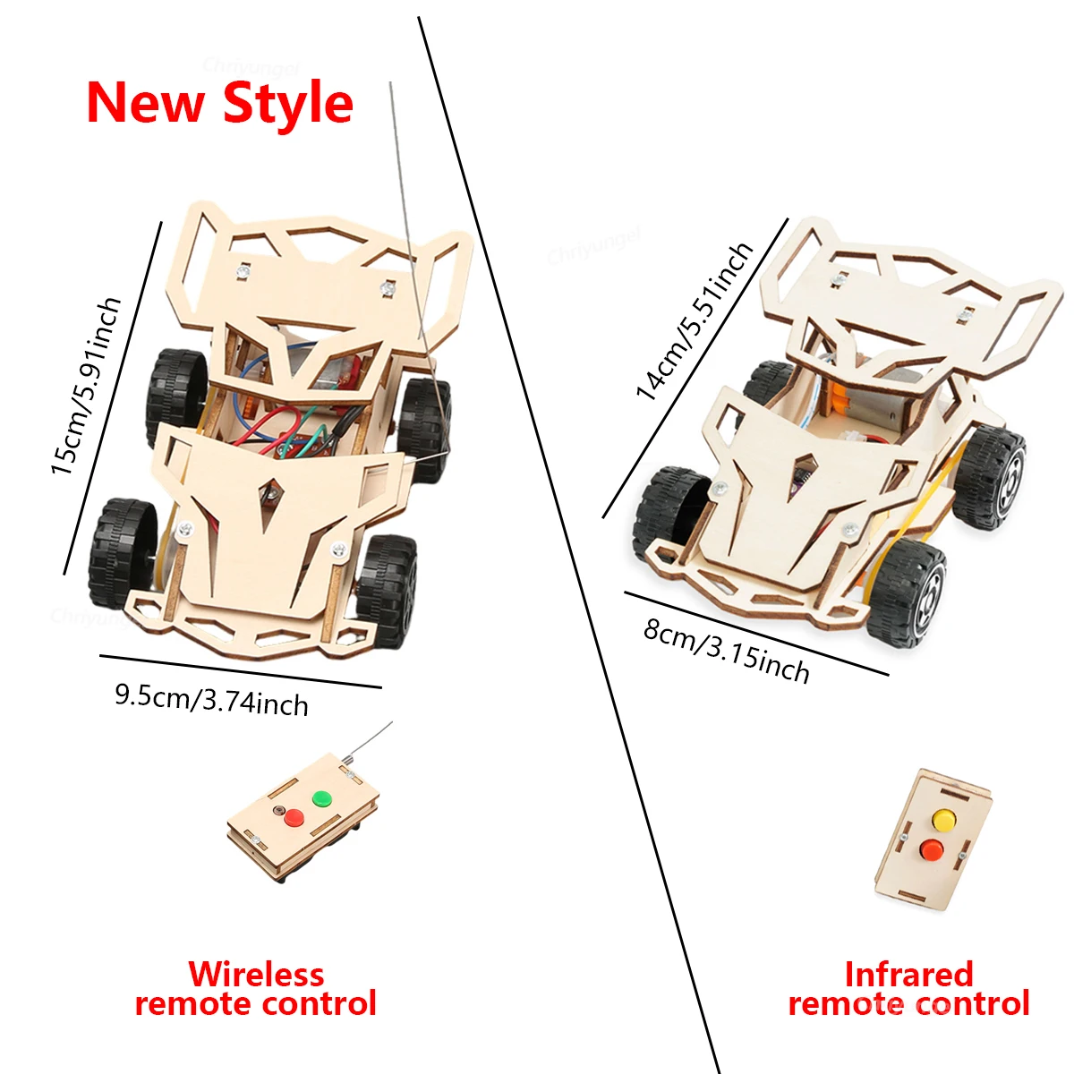 Auto telecomandata in legno Assemblaggio fai-da-te Auto da corsa STEM Giocattoli educativi Kit di esperimenti scientifici scolastici per bambini Regali per adolescenti - immagine 5