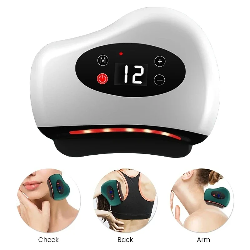 Hot Compress Eye Massager Electric Guasha Massager Stone Heating Vibration Scraping Neck Face Skin Lifting Removal Rughe Tool
