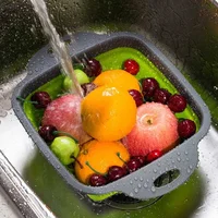 Panier de lavage de légumes pliable, filtre de fruits et légumes, passoire Portable, égouttoir pliable, accessoires de cuisine, Gadgets, nouveau 3