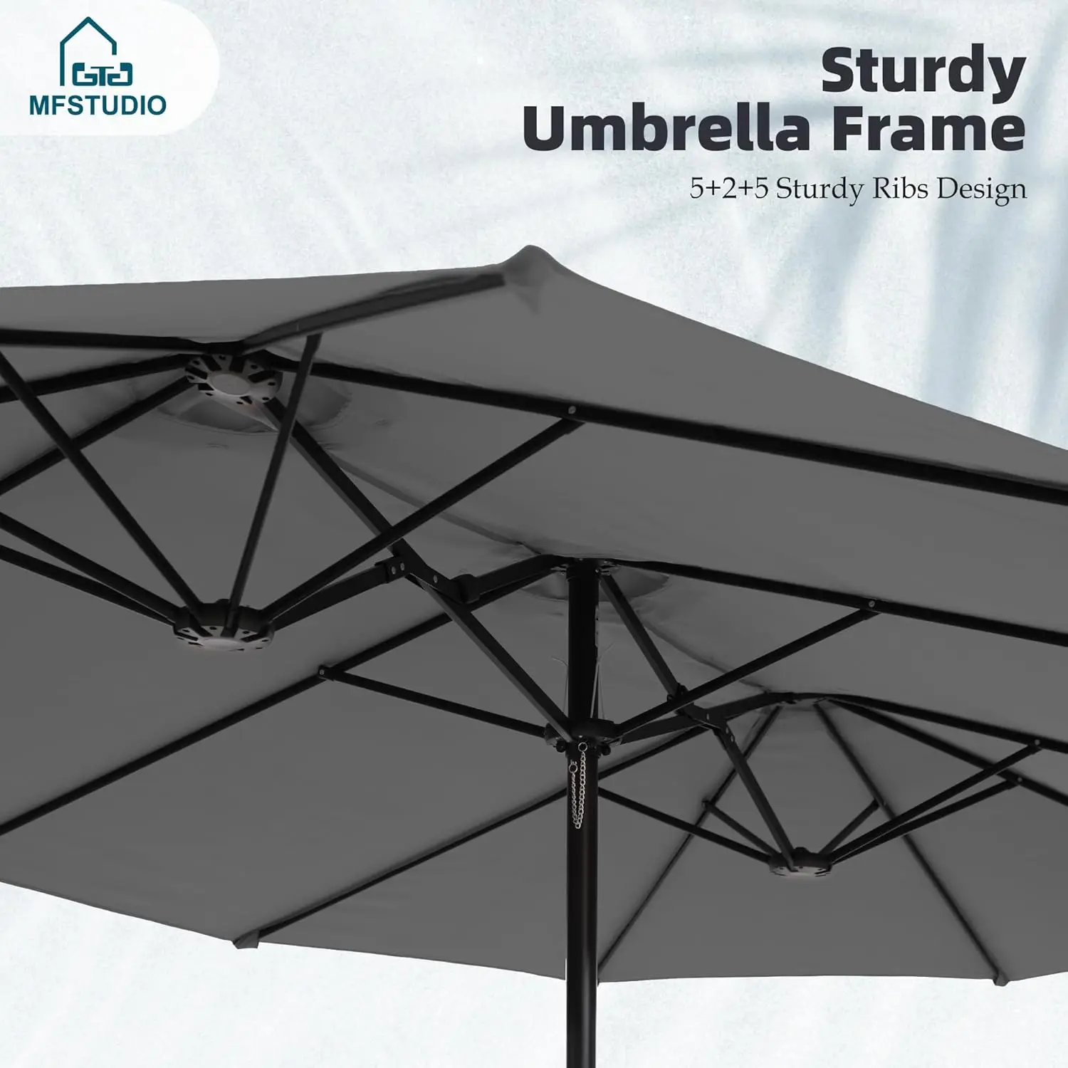 15ft Double Sided Patio Umbrella with Base Included, Outdoor Large Rectangular Market Umbrellas with Crank Handle, Customized 3