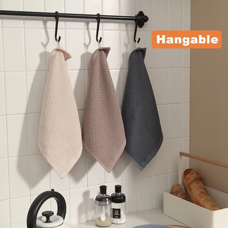 Cotton Towel Soft Absorbent Dishcloth Kitchen Dish Rags Honeycomb Breathable Face Wash Towel Household Cleaning Cloth