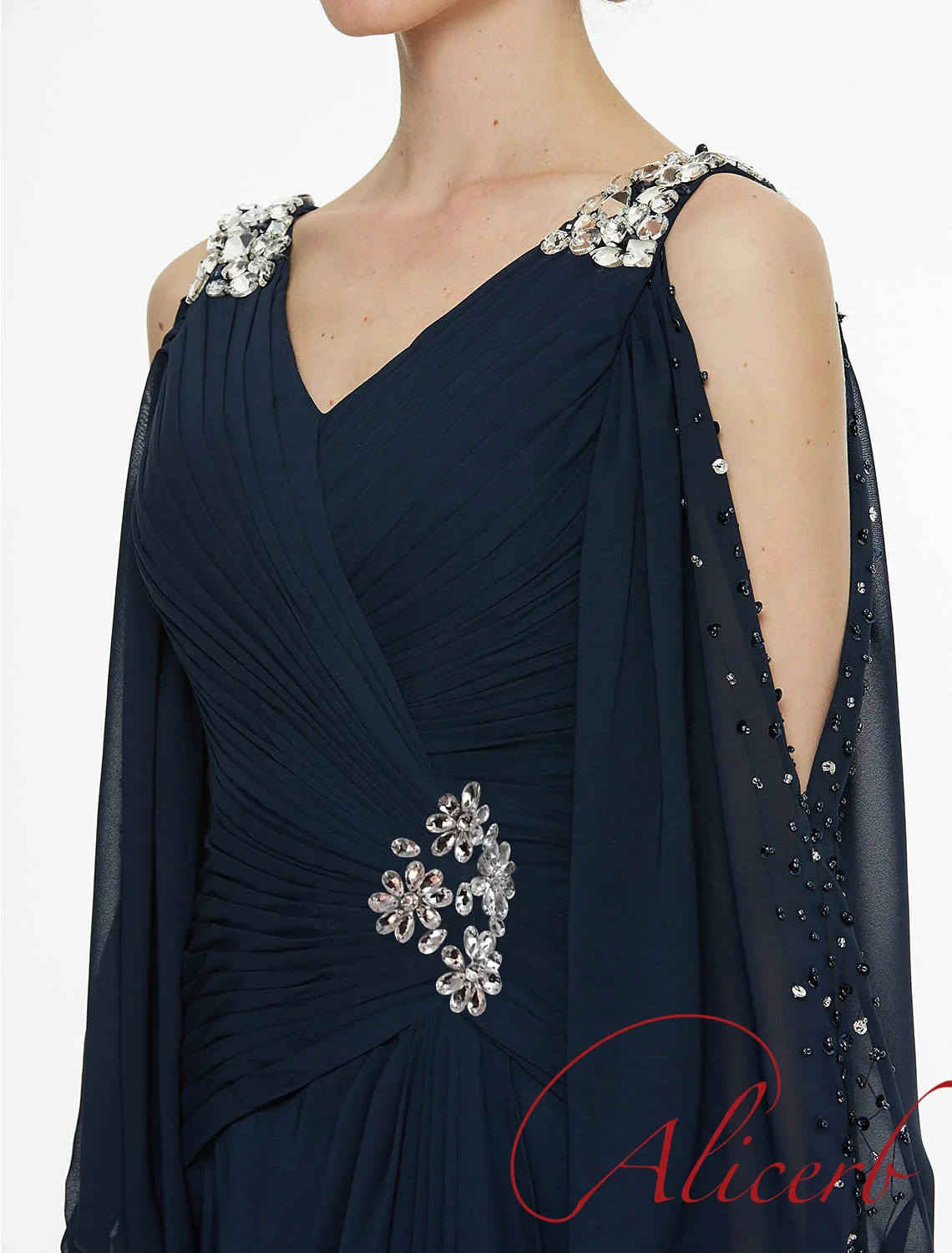 Elegant A Line V Neck Mother of the Bride Dress With Beading Pleat Luxury Wedding Guest Floor Length Prom Evening Mother Gowns