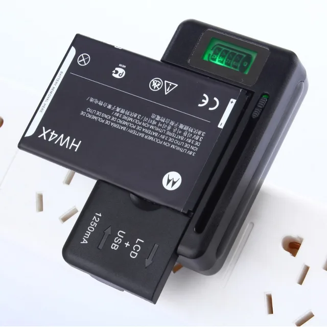 Mobile Battery Charger Universal LCD Indicator Screen USB-Port For Cell Phone Chargers 32-55mm Battery Charging AU UK EU Plug