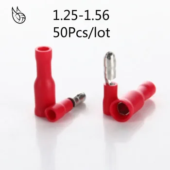 50pcs สีแดงชายหญิง Bullet INSULATED Connector CRIMP เทอร์มินัลสายไฟปลั๊ก FRD1.25-156 FRD1-156 MPD1.25-156 MPD1-156 1