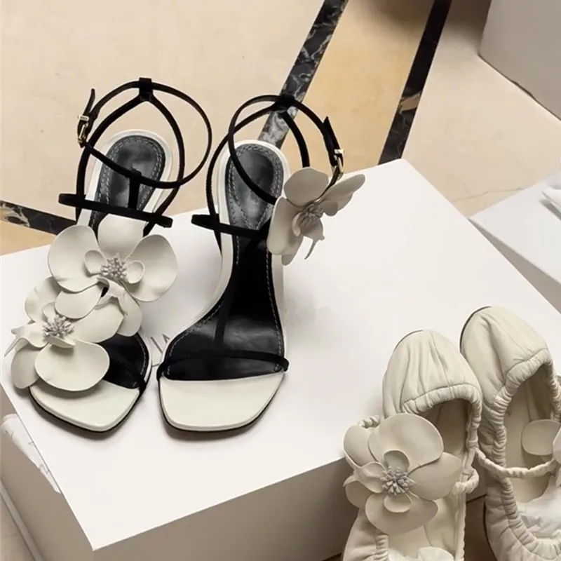 Flower Designer Sandals Women's Shoes Summer Slingback Sandals Women's Elegant Party Wedding Shoes Flower High Heels