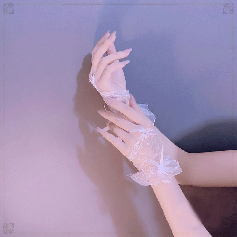 Lace gloves summer thin transparent lolita wedding accessories