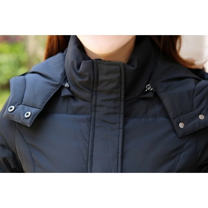 2023 New Women Down Jacket Winter Coat Female Extra Long Knee Length Parkas Thicken Detachable Cap Outwear Slim Overcoat