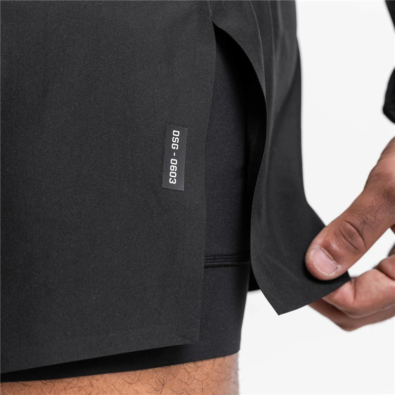 Men Summer Running Shorts 2 In 1 Hidden Pockets Quick Dry GYM Sport Shorts Fitness Jogging Workout sports shorts