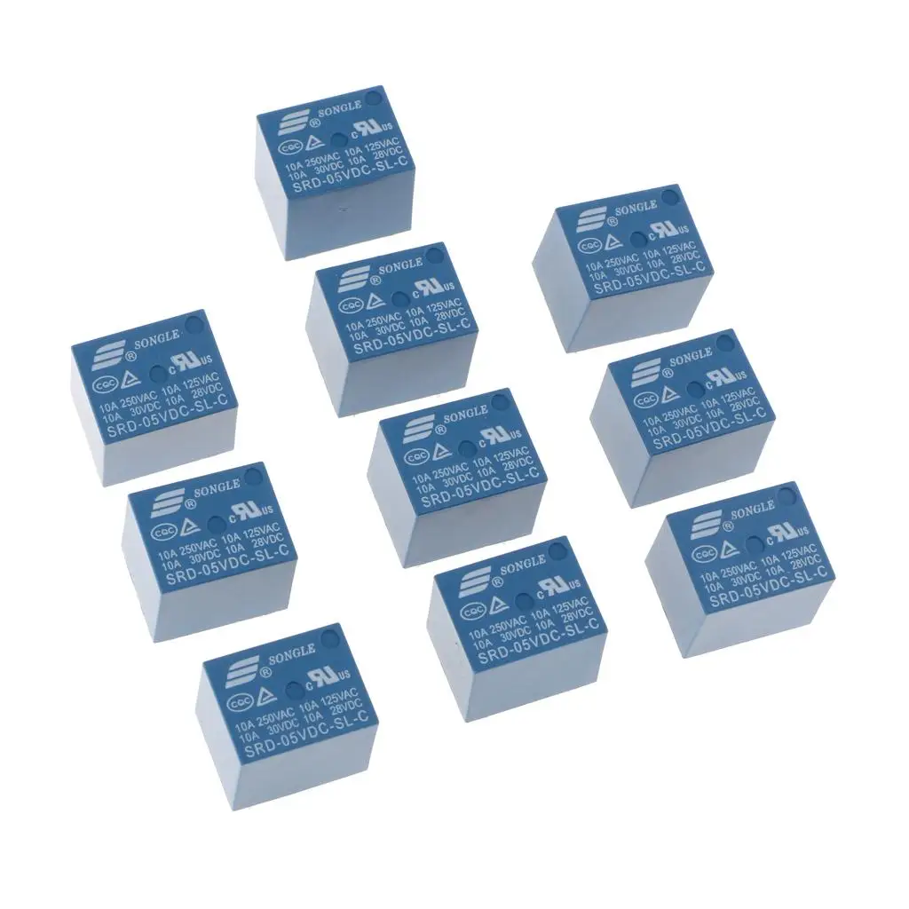 10 Pieces SRD 05VDC SL C 5Pin Power Relay 5V DC SPDT PCB Type Blue 10 Pieces SRD 05VDC SL C 5Pin Power Relay 5V DC SPDT PCB Type Blue