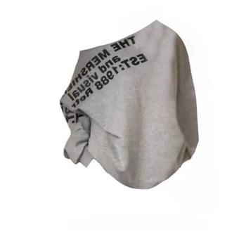 Sexy Oversize T shirt Women Streetwear Letter Print Skew Collar Off Shoulder Long sleeve Basic Top Korean Fashion Loose T-shirt 1