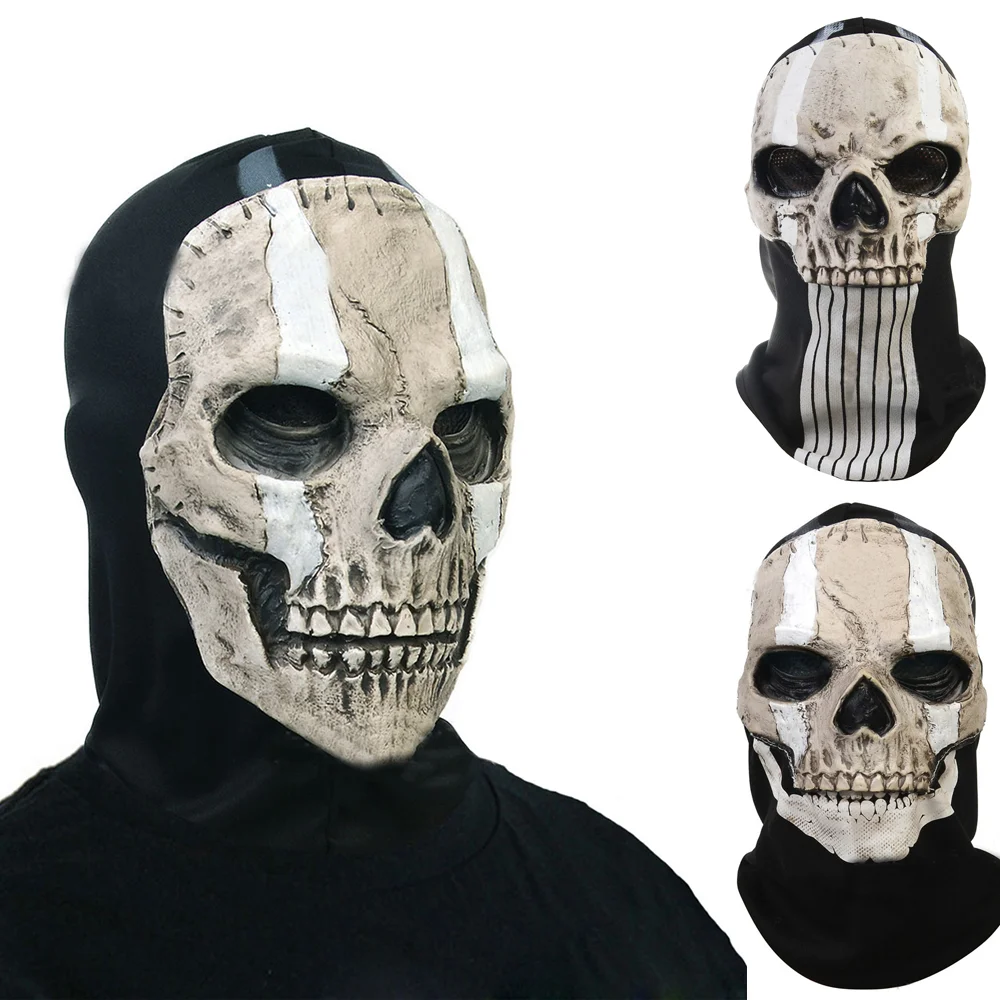 Unisex Horror Ghost Skull Mask Ghost Call Of Duty Latex Copricapo Casco Cosplay Eseguire Party Masquerade Prop Halloween Cosplay