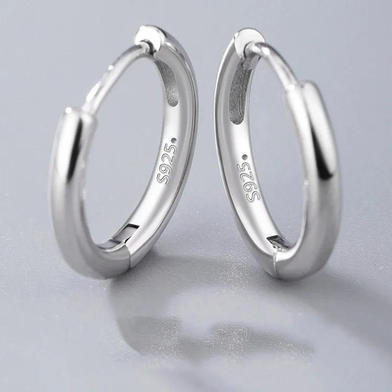 

Hot Seller 100% S925 Earring Hoop Stud Sterling Silver Circle Rings for Ear Black Men&Women Jewelry Christmas Gift OnlyArt