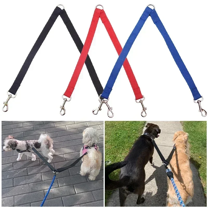

Double Way Puppy Shape Pet V Outdoor Twin Supplies Walking Dogs Lead Nylon for Leashes 2