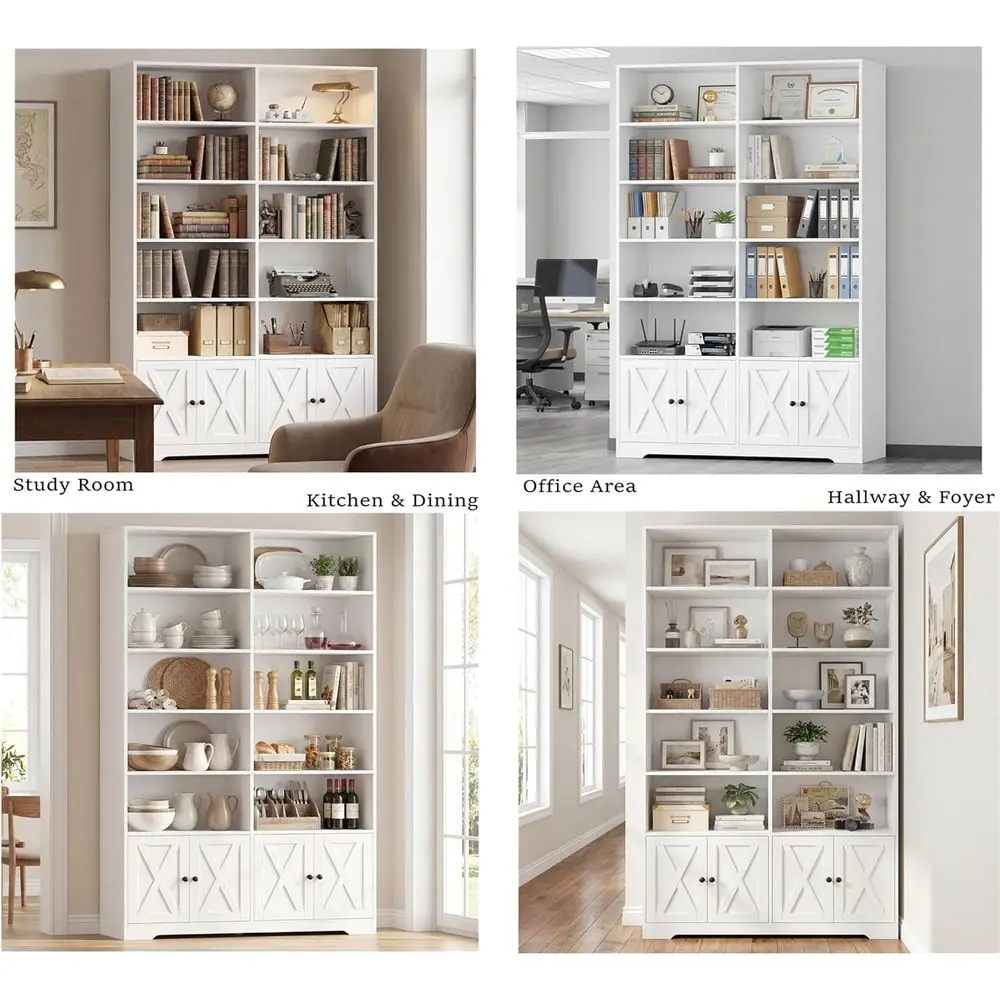 Tall Barn Door Bookshelf with Cabinet 3