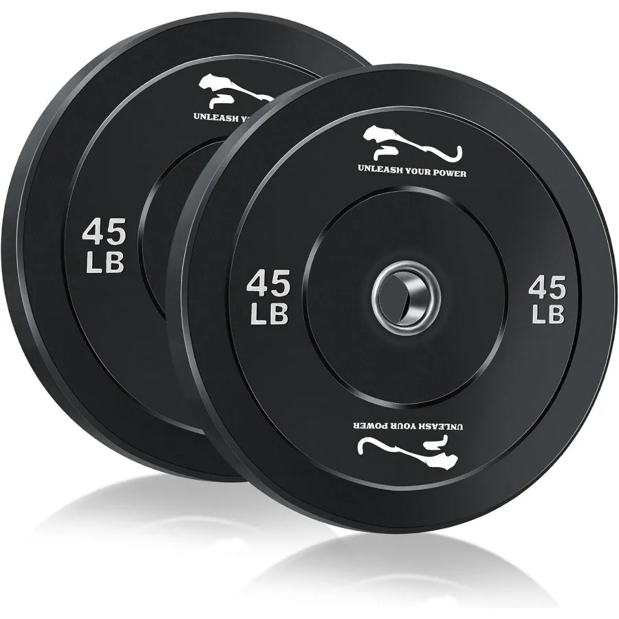 2 Inch Bumper Plates Set 90LB, Rubber Weight Plates for Home Gym, Strength Training, Weightlifting, Deadlift & Squat – 2x45LB Bl