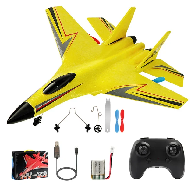 RC Plane SU-27 Aircraft Remote Control Helicopter 2.4G Airplane EPP Foam RC Vertical Plane Children Toys Gifts - HW33 Yellow