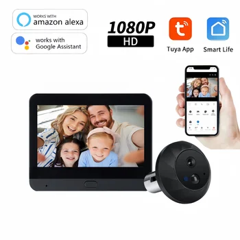 2.4G WIFI Video spioncino campanello fotocamera HD1080P Tuya Smart Wireless Mini Digital Eye Door Viewerfinder Alexa Google campanello