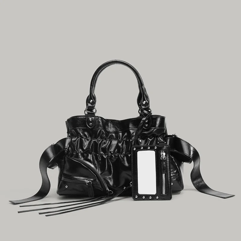 Retro Edgy Aesthetic Womens Crossbody Bag Gothic Studded Handbag Multifunctional Day to Night Shoulder Purse