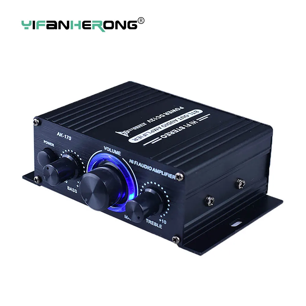 Ak170 Mini Digital Power Audio Amplificatore Per Auto Amplificatore Audio Stereo A Luce Blu Per Home Theater Club Party Music 200W X2