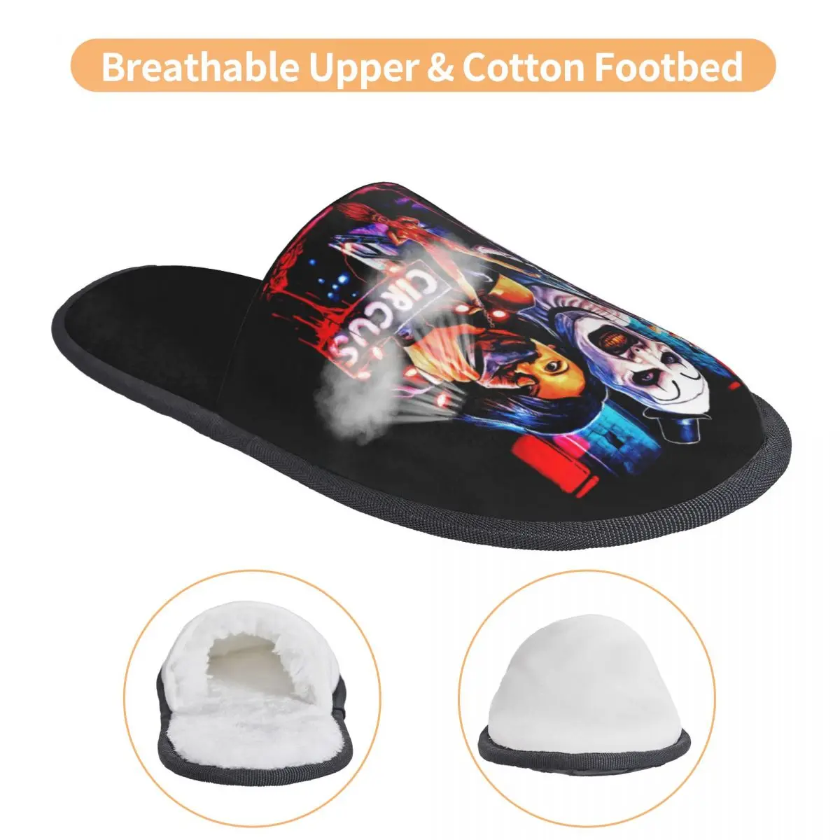 Custom Halloween Clown Horror Movie Terrifier House Slippers Soft Warm Memory Foam Fluffy Slipper Indoor Outdoor Shoes 3