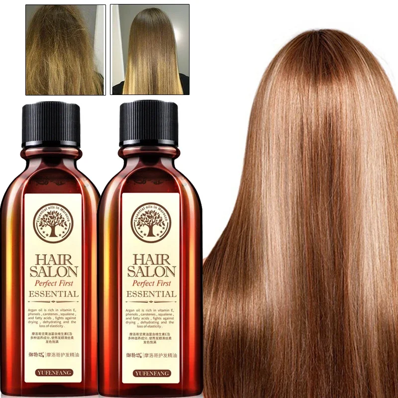 60ML Hair Oil Repairing Damaged Hair Prevent Loss Nourish Curly Moroccan Oil for Dryhair Types Hairdressing Tool