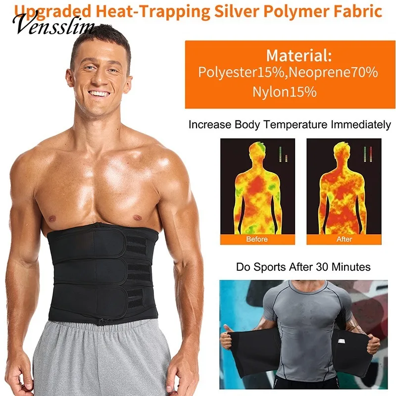 Men Waist Trainer Neoprene Sauna Slimming Belt Abdomen Body Shaper