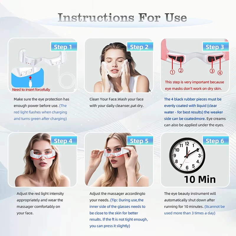 3D Eye Lifting Massager Red Light Therapy Eyes Relief Eye Fatigue Massage Eye Muscle Relaxation Beauty Tool Remove Dark Circles