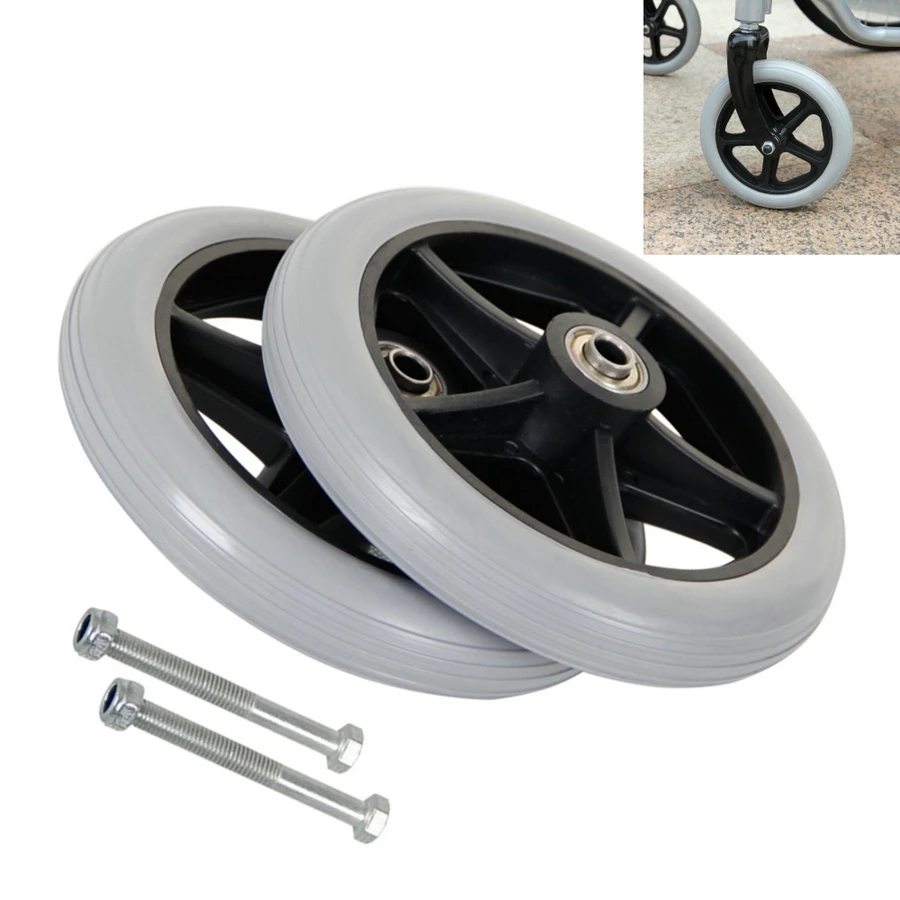 Description Picture 2 of item2PCS 6 Inch Wheelchair Casters Small Cart Rollers Chair Front Wheel Accessories Wheelchair Casters Replace Diameter 8MM
