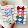 4/5/6Pcs/Set Solid Color Kids Headwear Elastic Hair Bands for Baby Cute Ribbon Bowknot Headband Infant Girls Hair Accessories 4