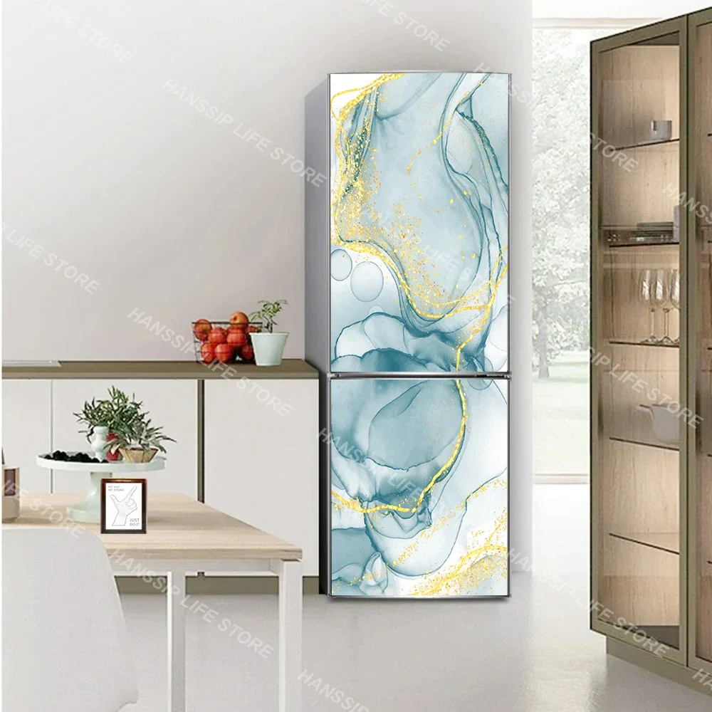 Marble Texture Tile Background Refrigerator Door Sticker Decorations Waterproof Kitchen Abstract Tiles Fridge Door Wrap Cover